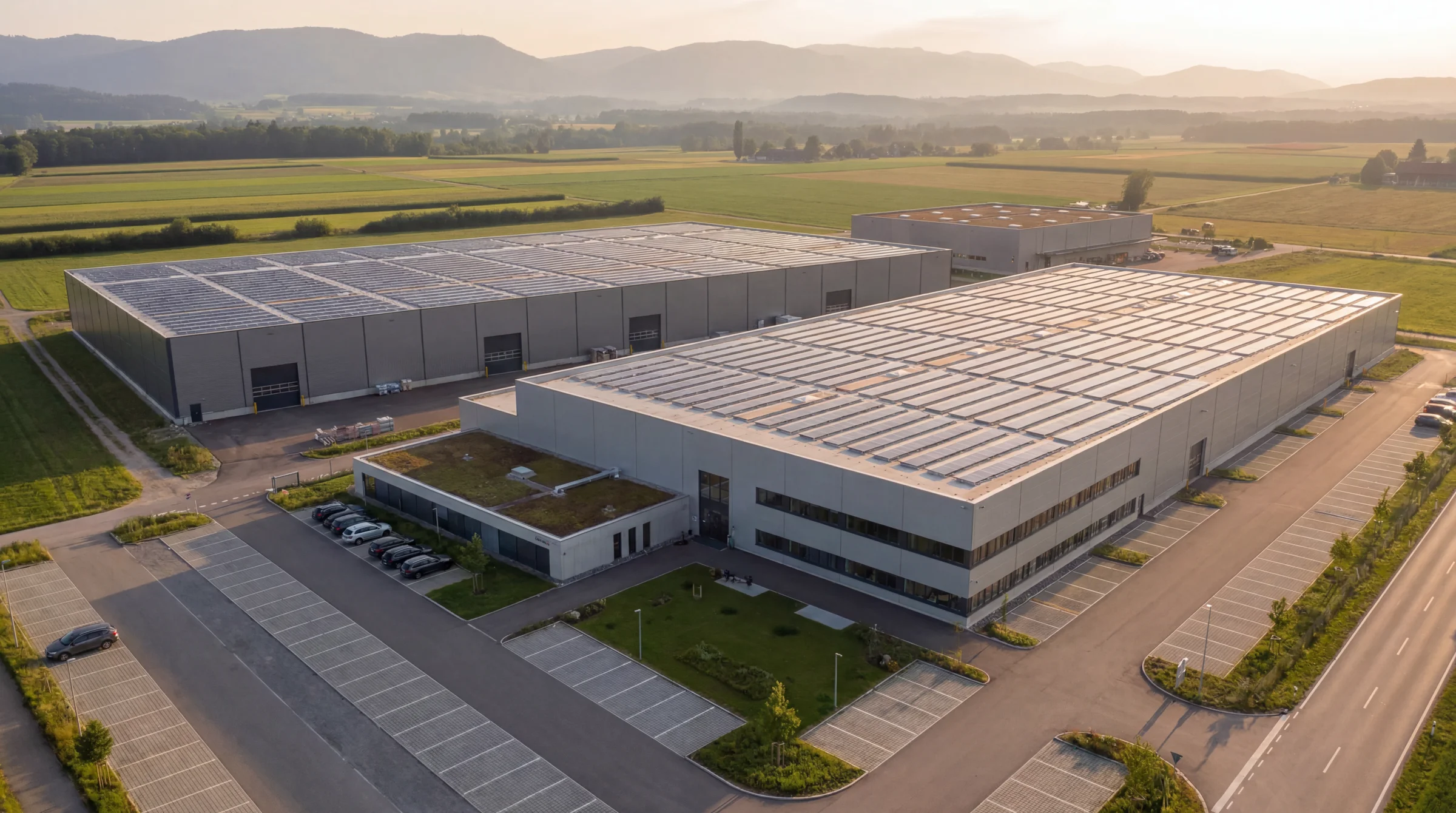 Produktionsbetrieb mit zwei Photovoltaik-Anlagen