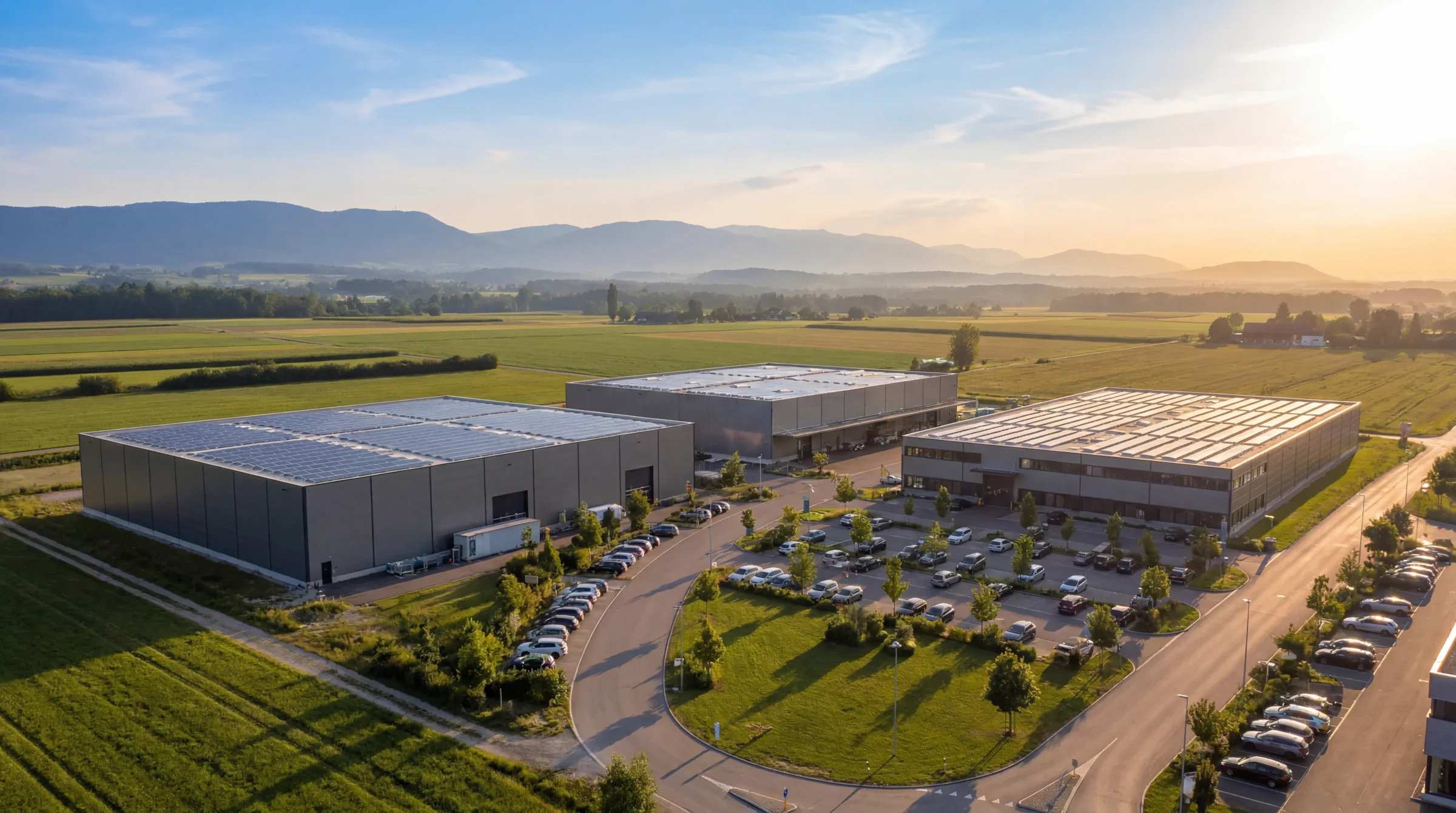 Gewerbepark mit mehreren PV-Anlagen